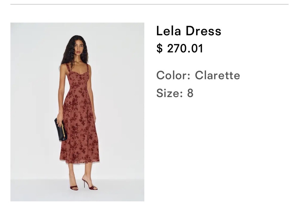 Reformation Lela Dress Pink - Size 8